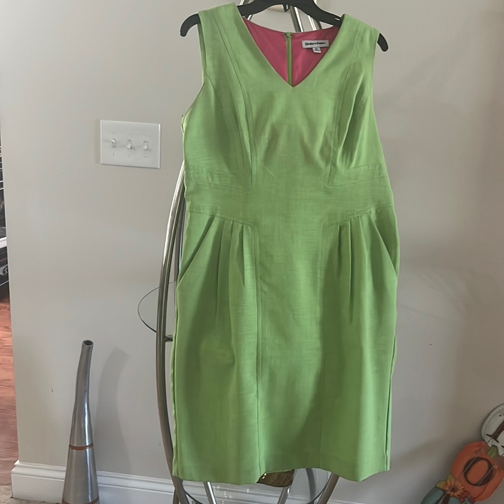 Size 10 Shelby Palmer Dress in green. Used but in good condition.